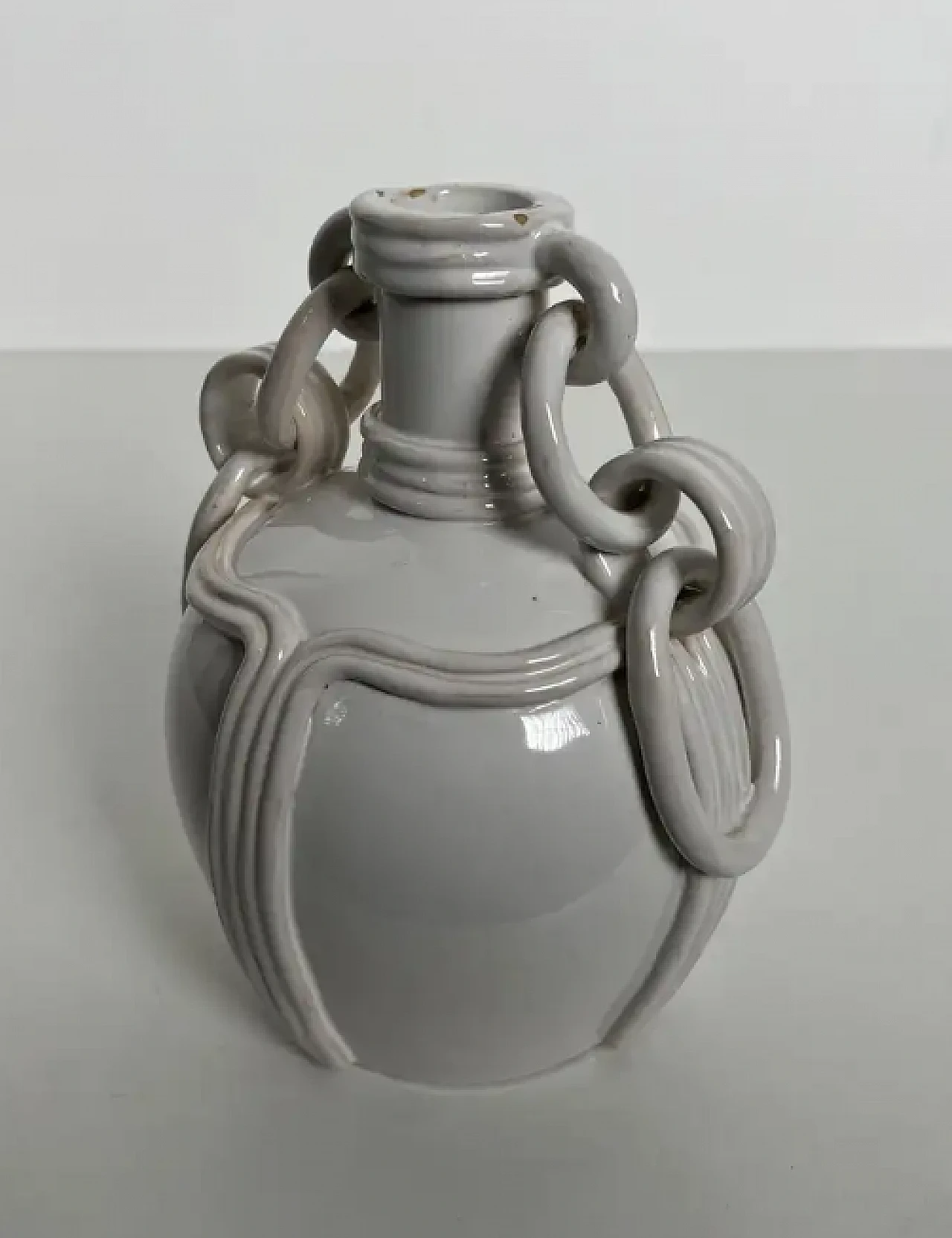 French ceramic vase with white enamel, 1970s 3