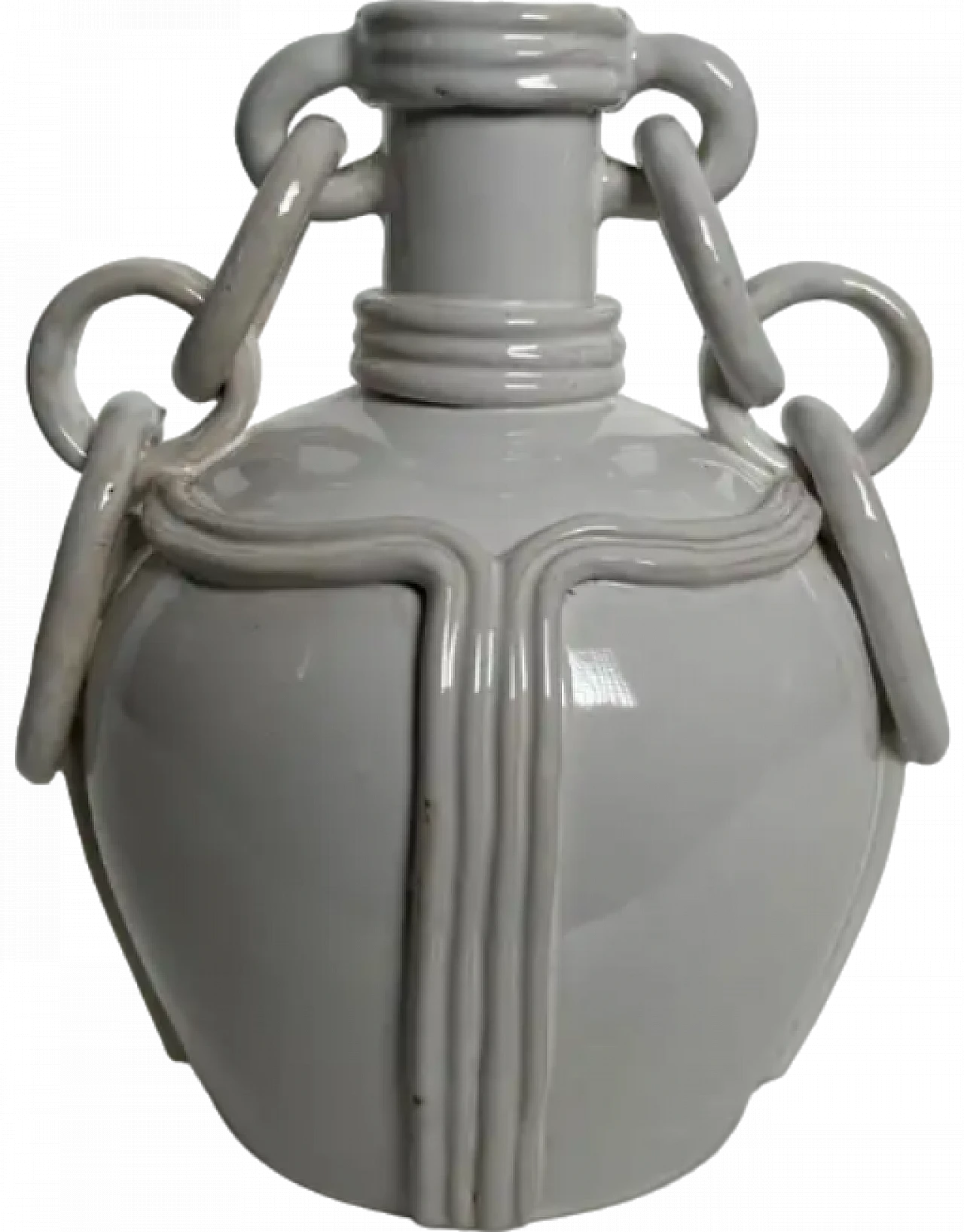 Vaso francese in ceramica con smalto bianco, anni '70 8