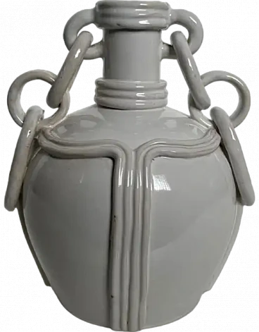 French ceramic vase with white enamel, 1970s