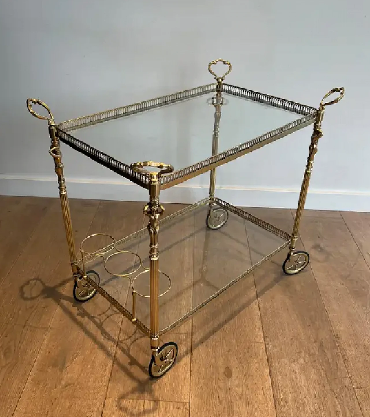 Brass trolley with cherubs in Maison Jansen style, 1940s 2