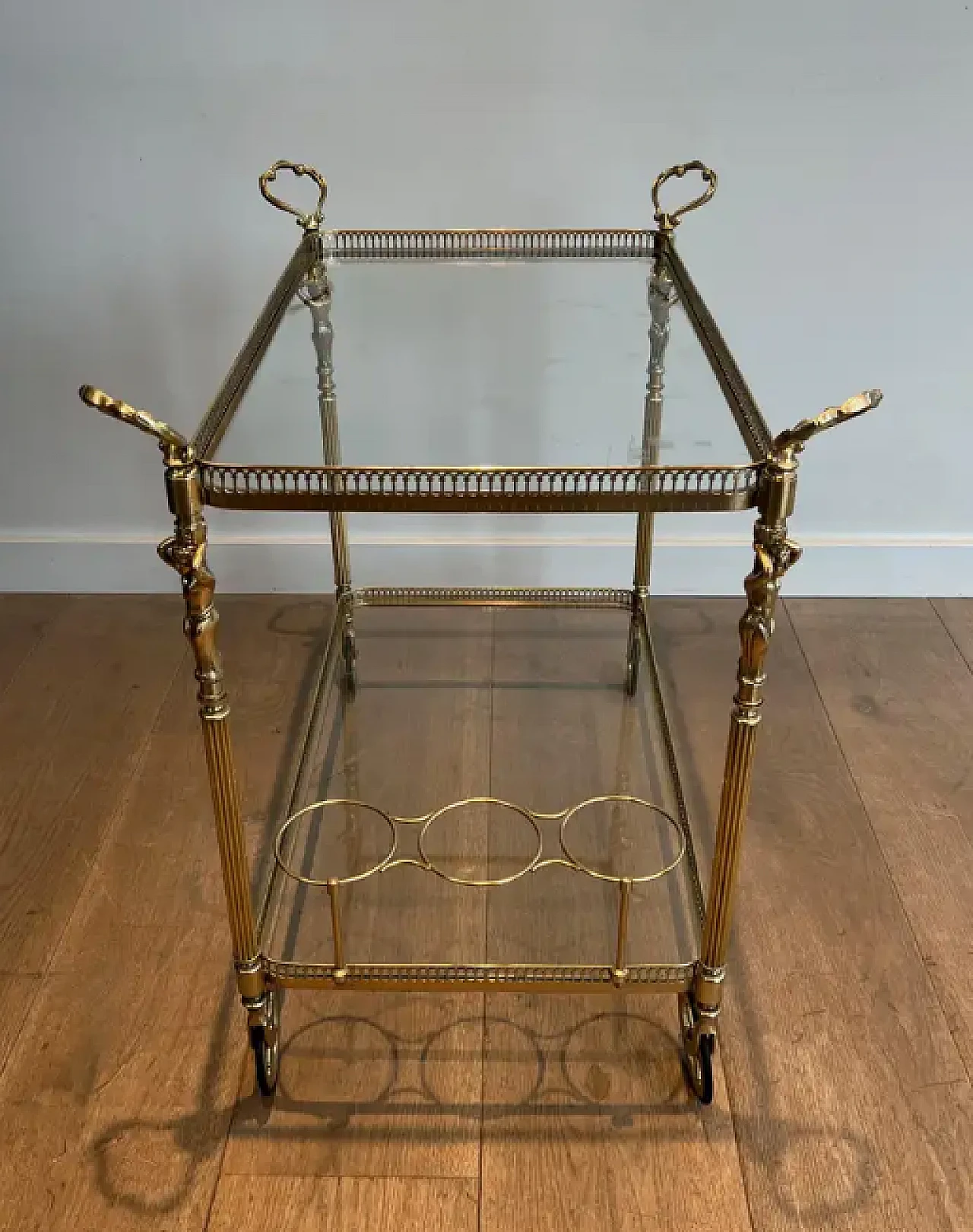 Brass trolley with cherubs in Maison Jansen style, 1940s 3