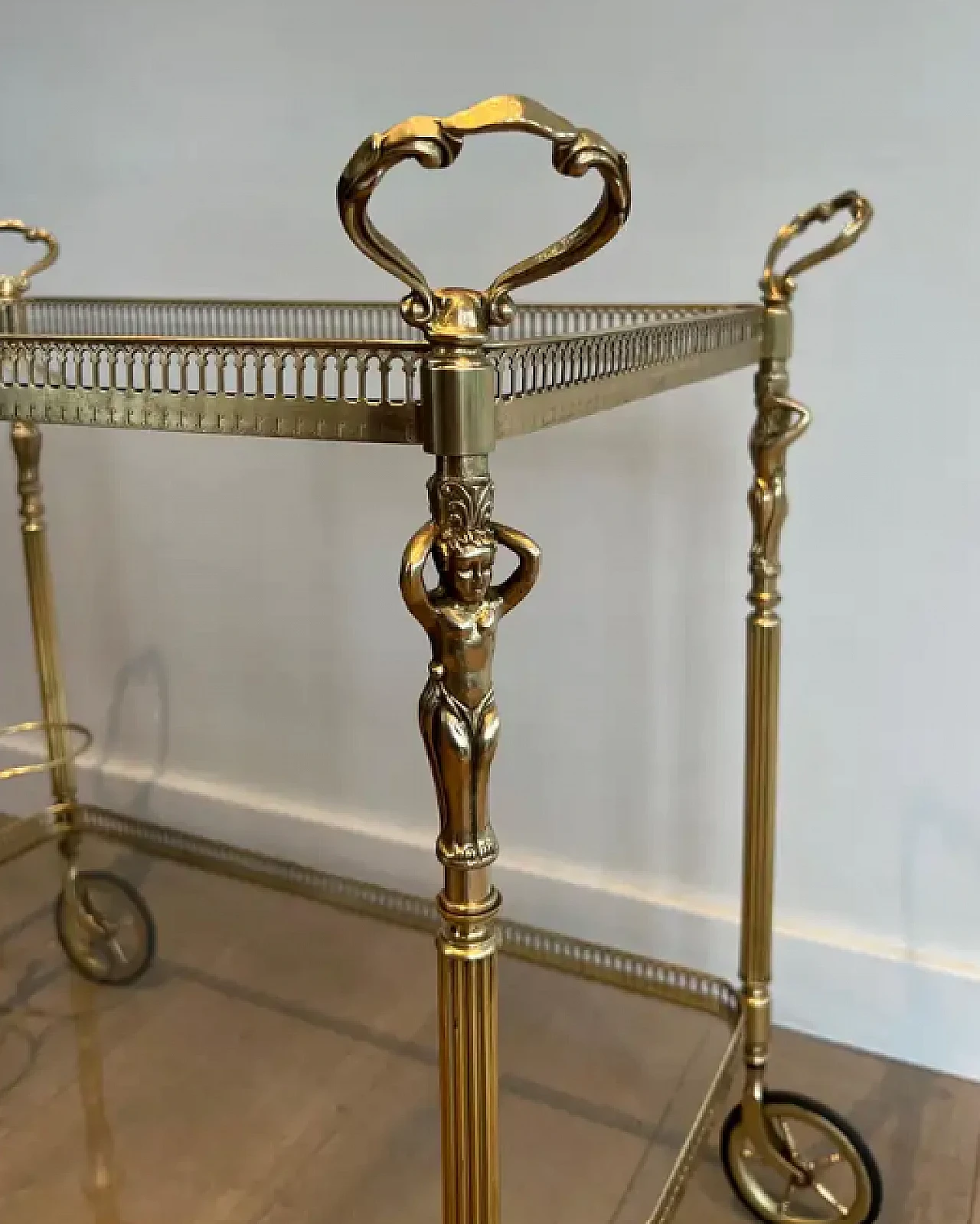 Brass trolley with cherubs in Maison Jansen style, 1940s 4