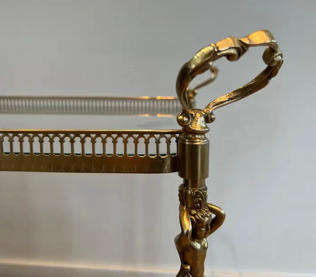 Brass trolley with cherubs in Maison Jansen style, 1940s 5