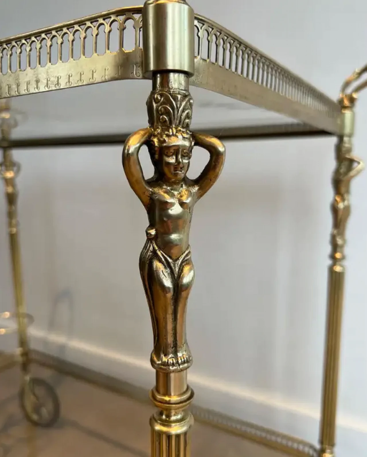 Brass trolley with cherubs in Maison Jansen style, 1940s 7