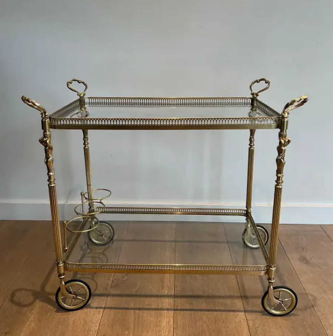 Brass trolley with cherubs in Maison Jansen style, 1940s 11