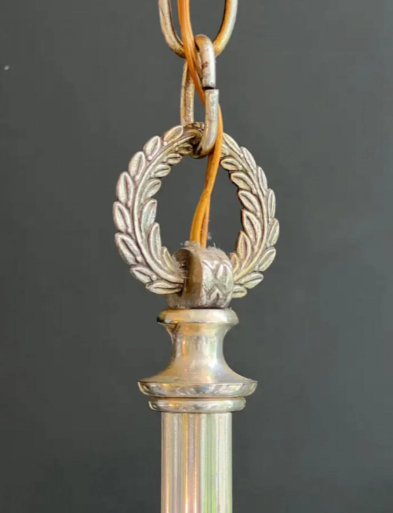 Lampadario in metallo argentato di Maison Charles, anni '40 10