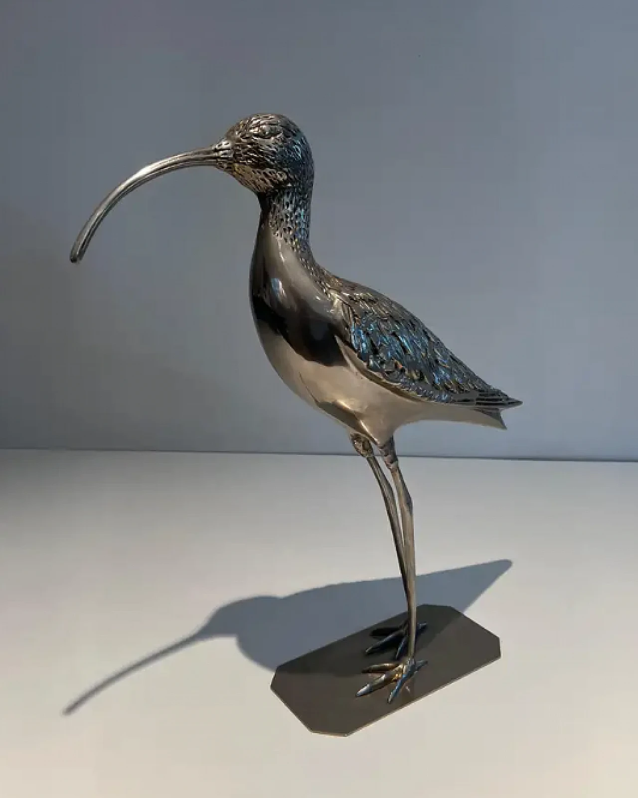 French silver-plated brass bird, 1970s 2