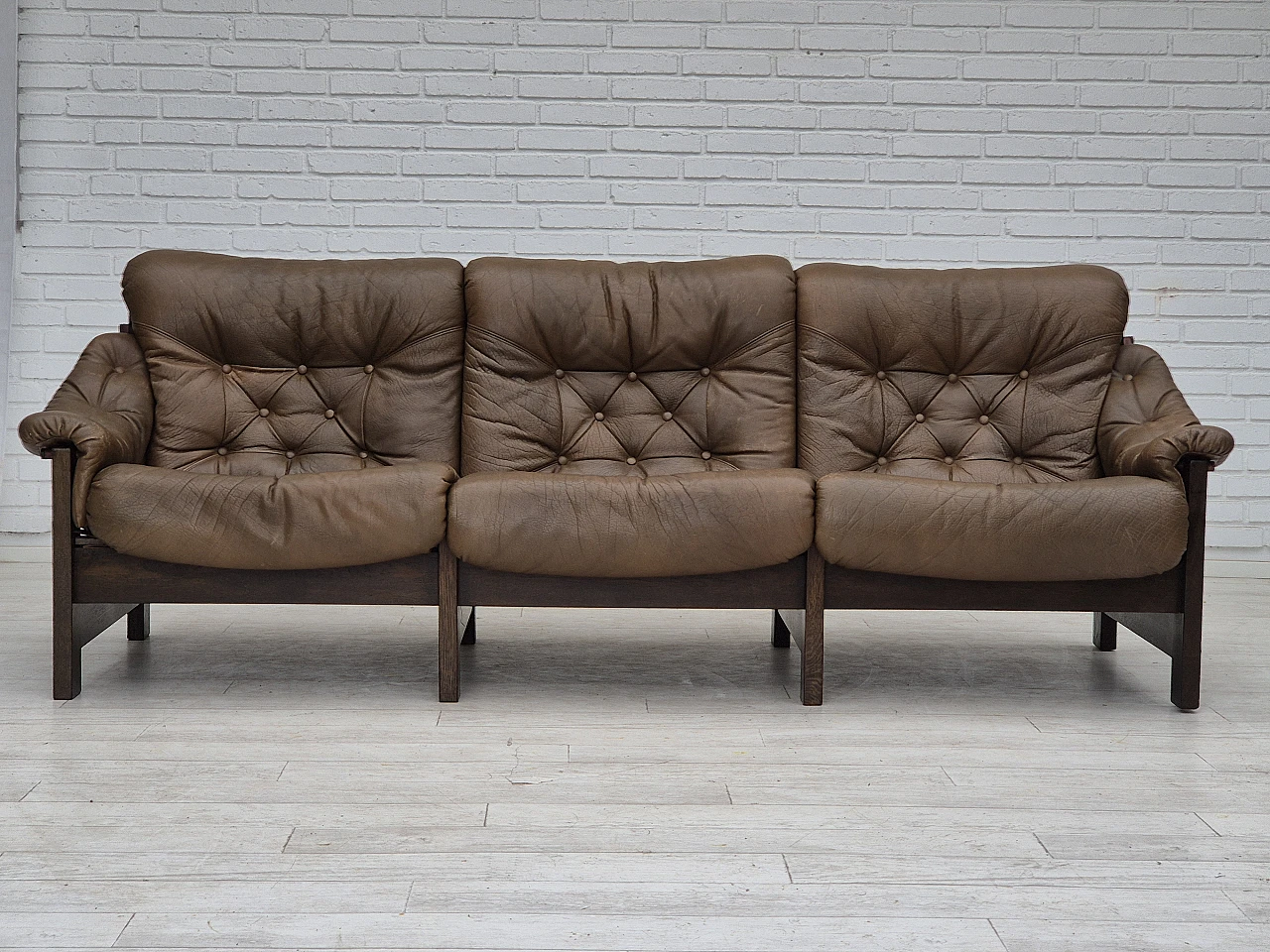 Scandinavian design 3 seater sofa in safari style, 1970s 2