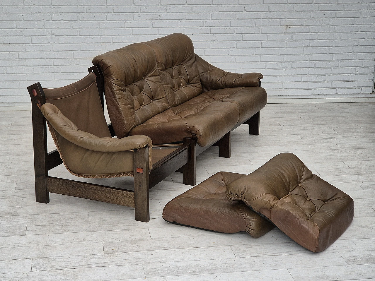 Scandinavian design 3 seater sofa in safari style, 1970s 9