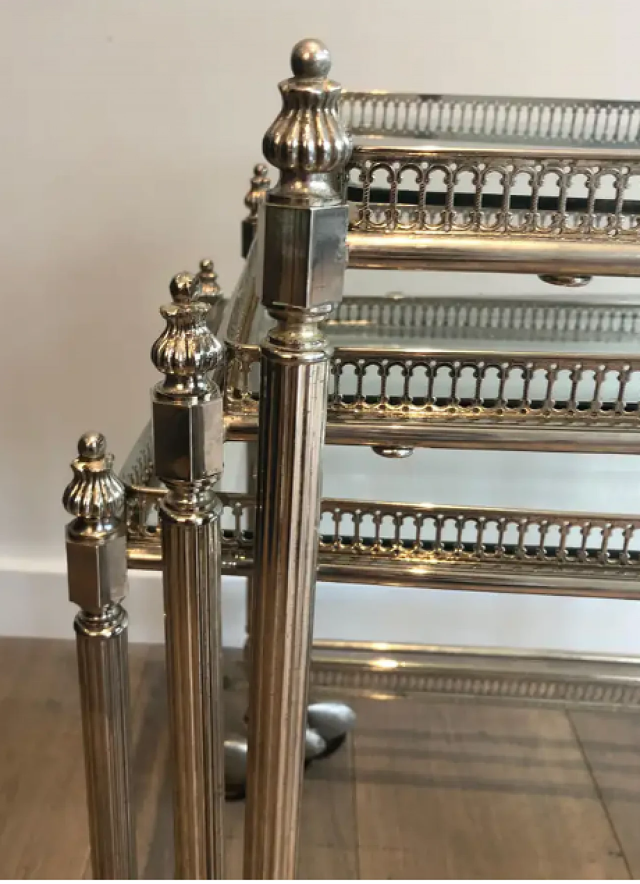 3 Silver-plated brass nesting trolleys by Maison Baguès, 1940s 6