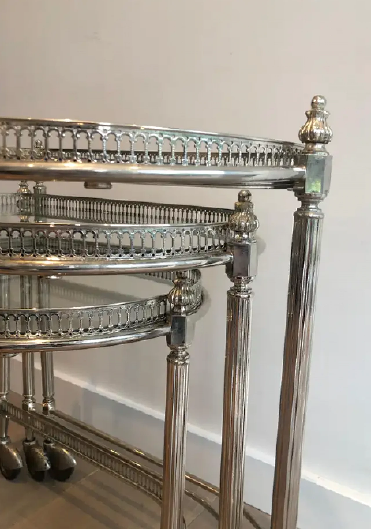 3 Silver-plated brass nesting trolleys by Maison Baguès, 1940s 7