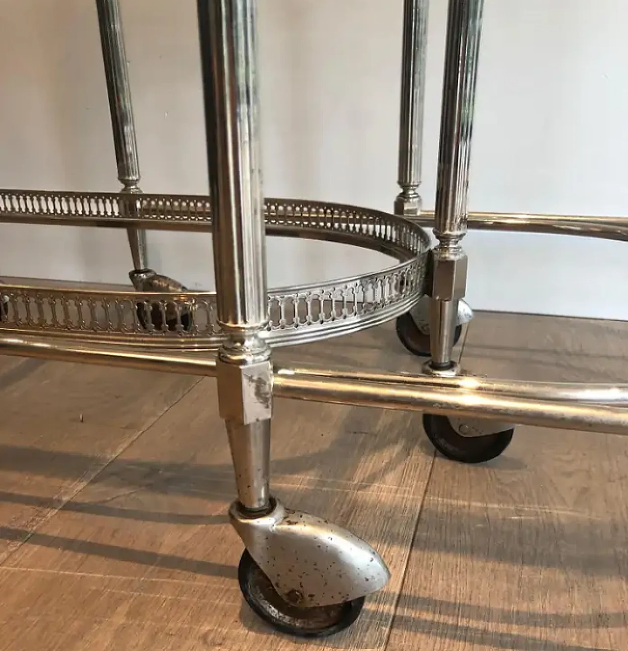 3 Silver-plated brass nesting trolleys by Maison Baguès, 1940s 9