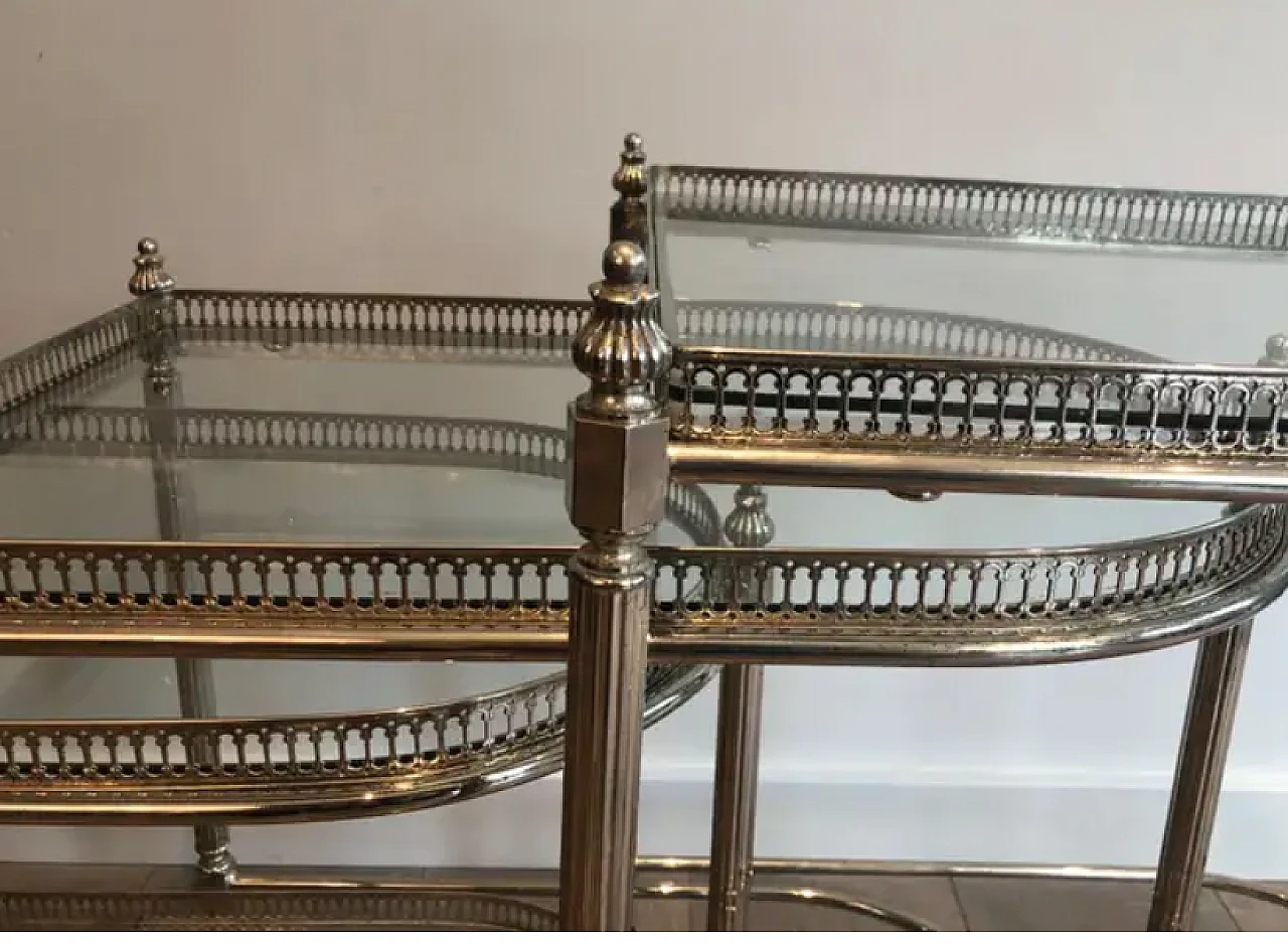 3 Silver-plated brass nesting trolleys by Maison Baguès, 1940s 11