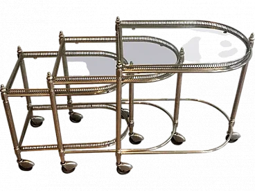 3 Silver-plated brass nesting trolleys by Maison Baguès, 1940s