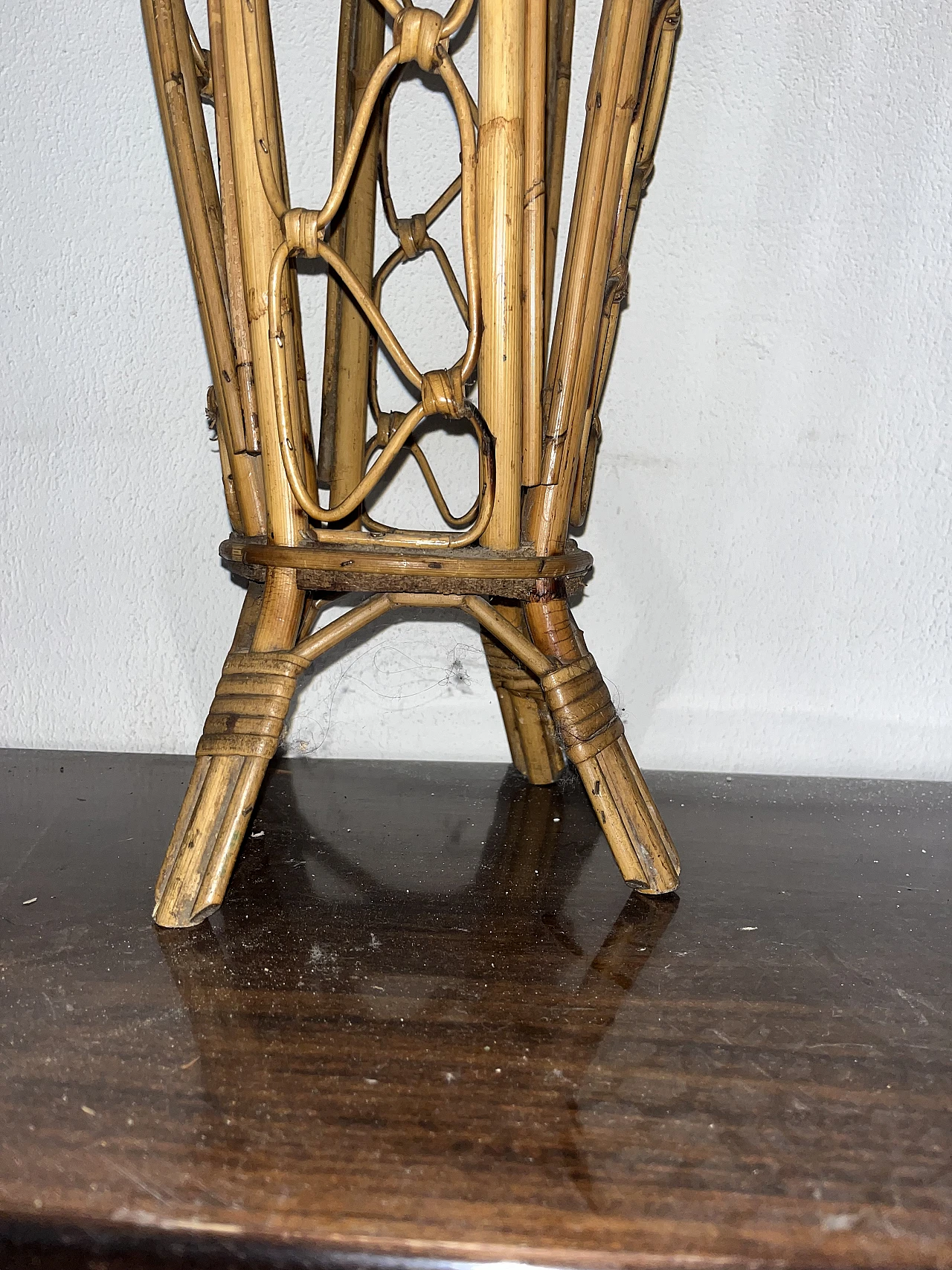 Wicker and bamboo umbrella stand 5