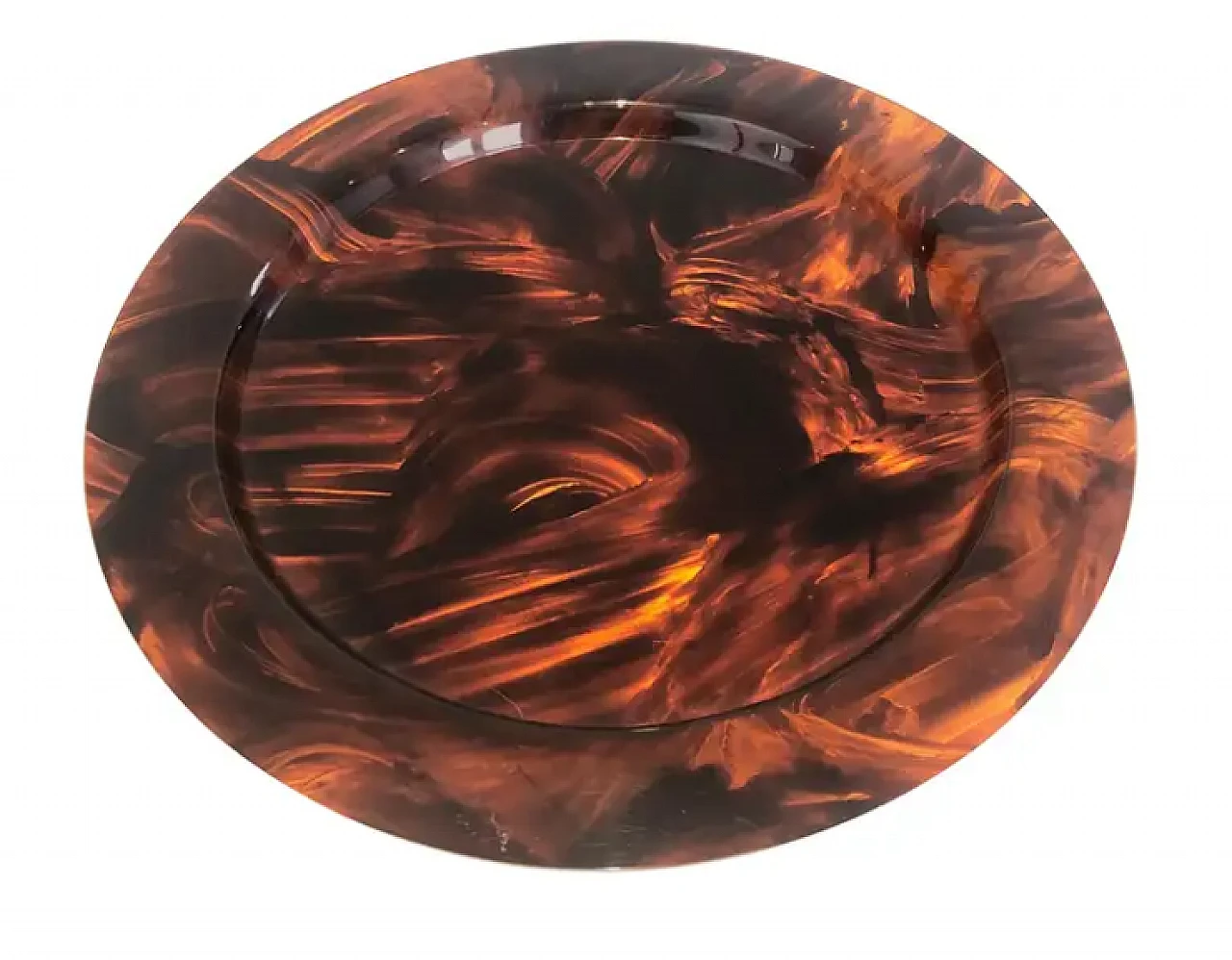 Faux turtle-shell lucite round tray, 1970s 1