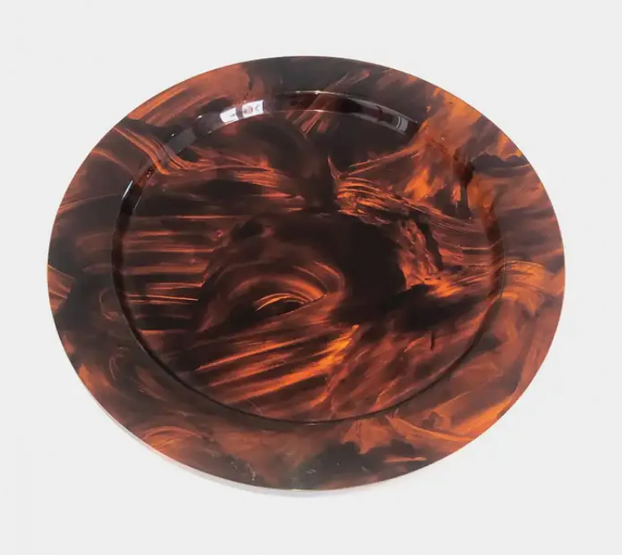 Faux turtle-shell lucite round tray, 1970s 2