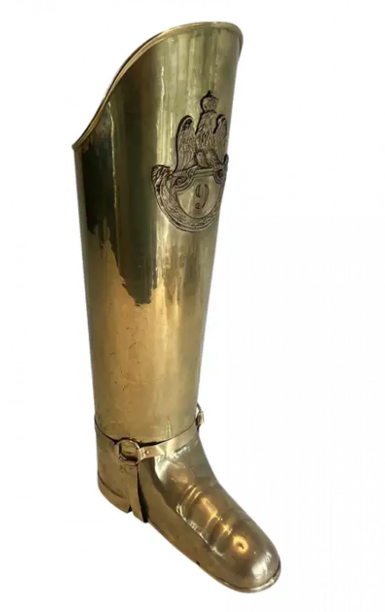 Brass umbrella stand in the shape of a boot, early 20th century 1