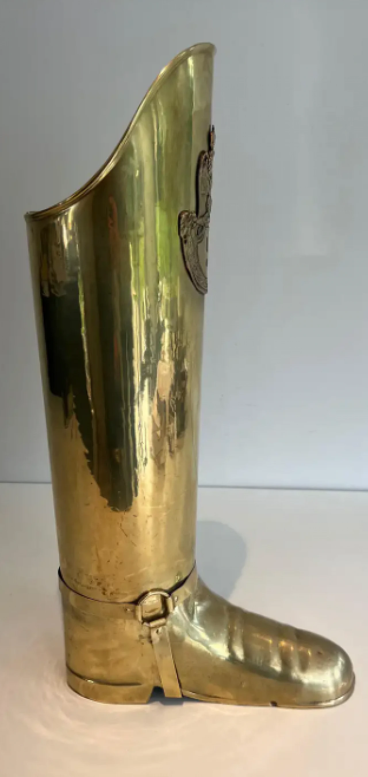 Brass umbrella stand in the shape of a boot, early 20th century 2