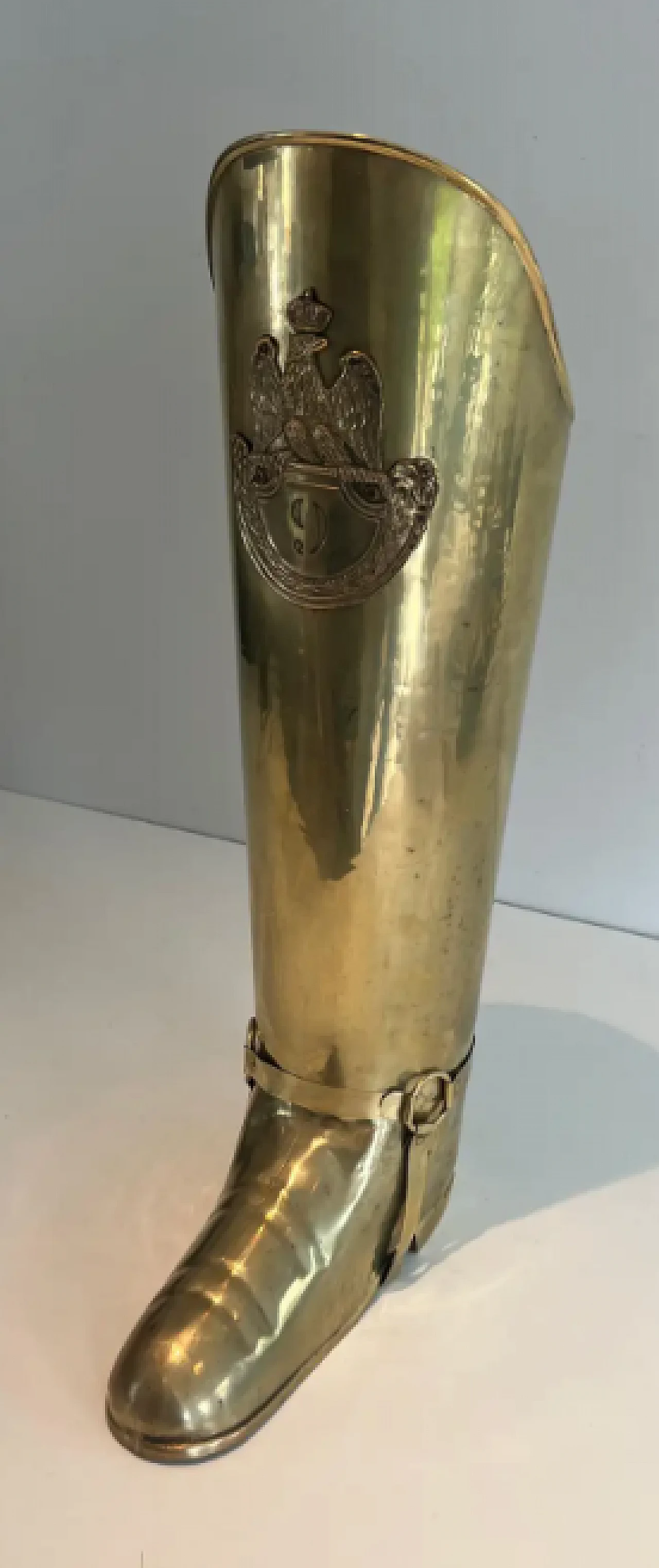 Brass umbrella stand in the shape of a boot, early 20th century 4