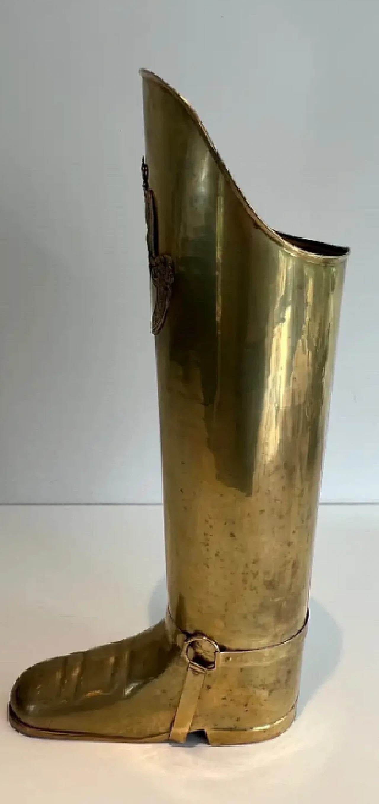 Brass umbrella stand in the shape of a boot, early 20th century 5