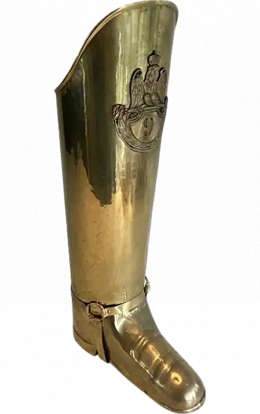 Brass umbrella stand in the shape of a boot, early 20th century