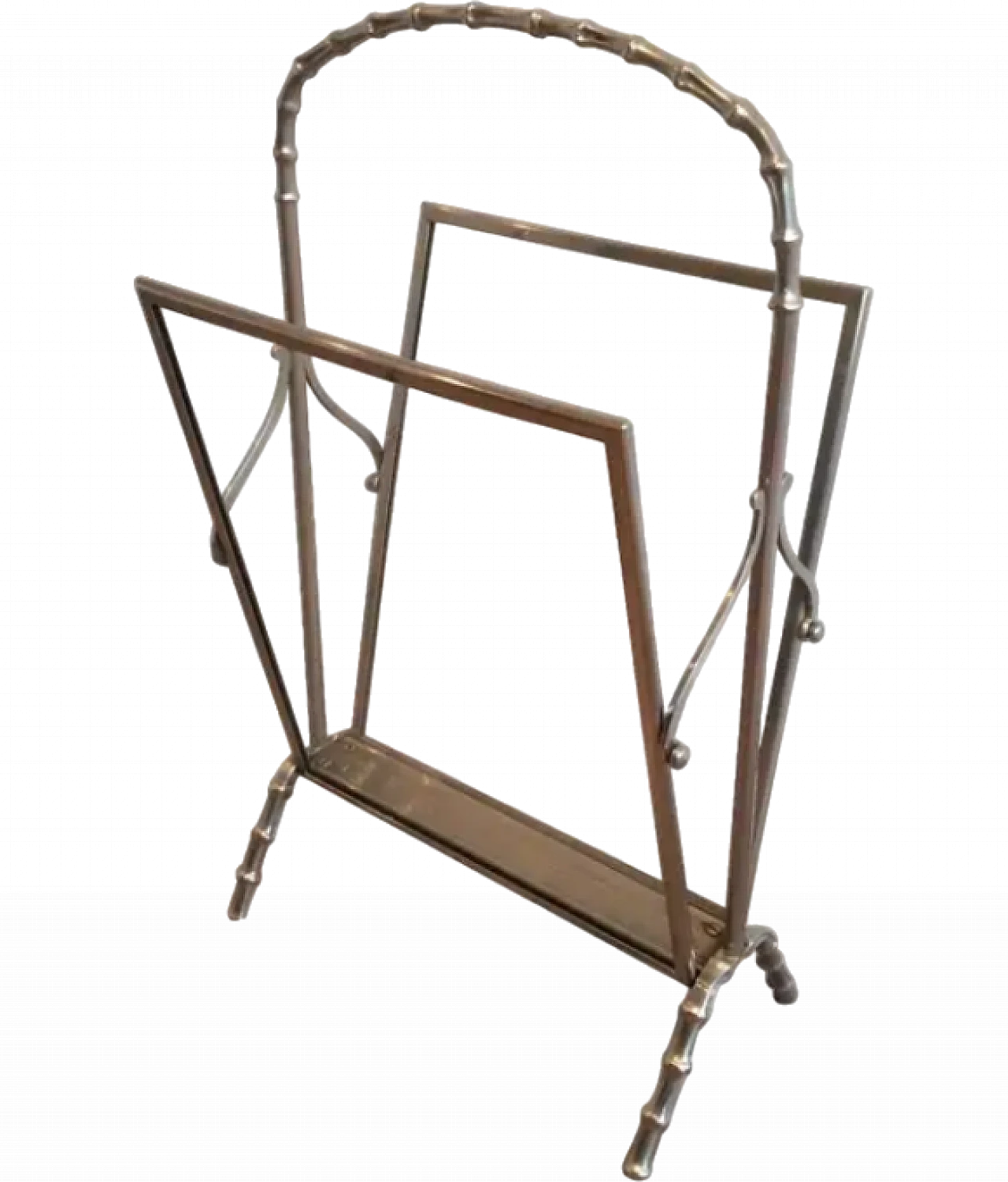 Maison Bagués faux-bamboo silvered bronze magazine rack, 1940s 7