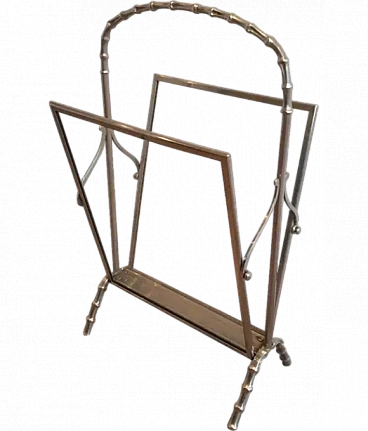 Maison Bagués faux-bamboo silvered bronze magazine rack, 1940s