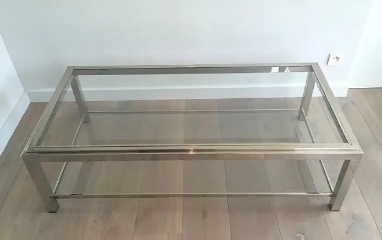 Large chrome coffee table, 1970s 2