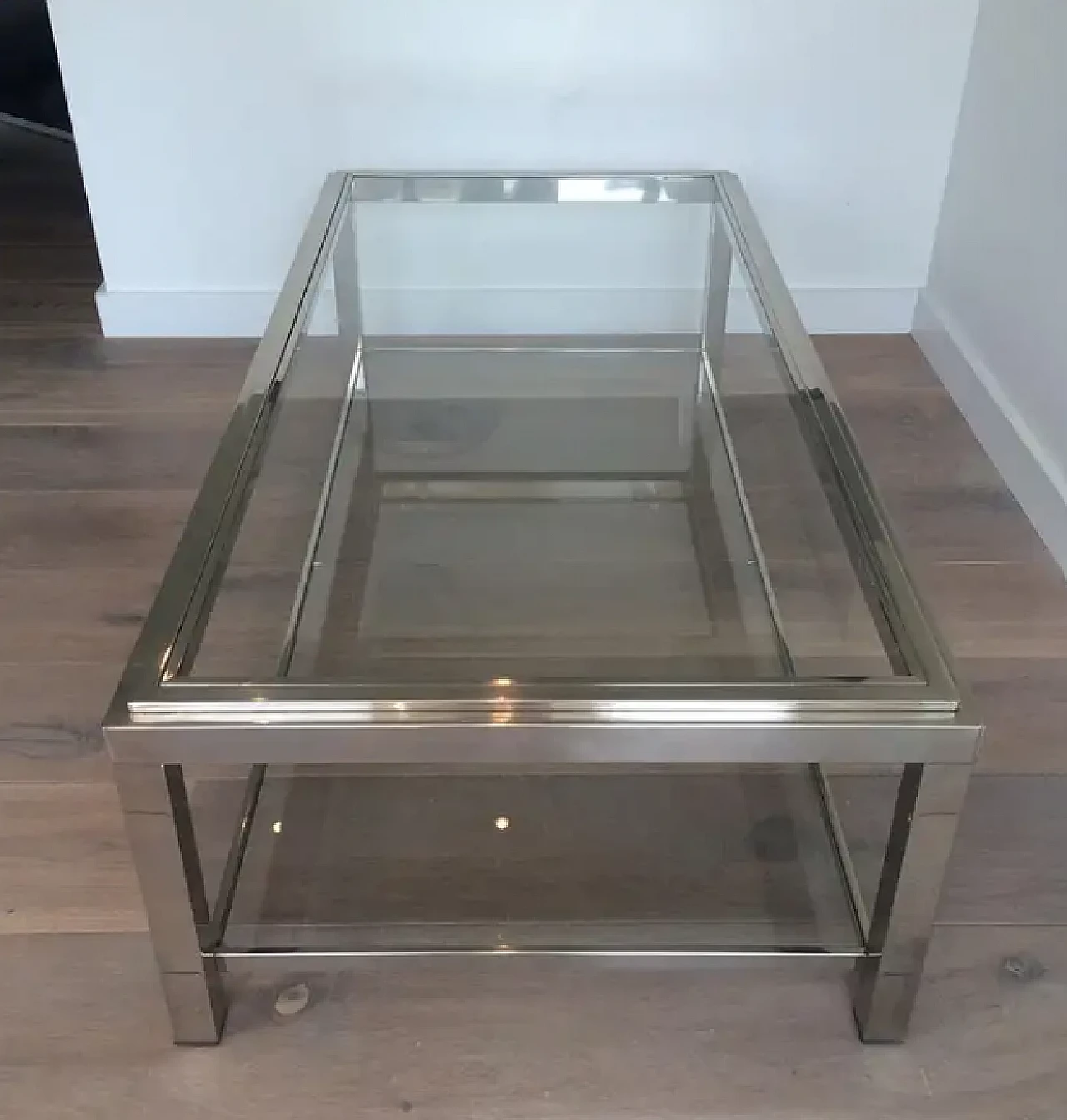 Large chrome coffee table, 1970s 3