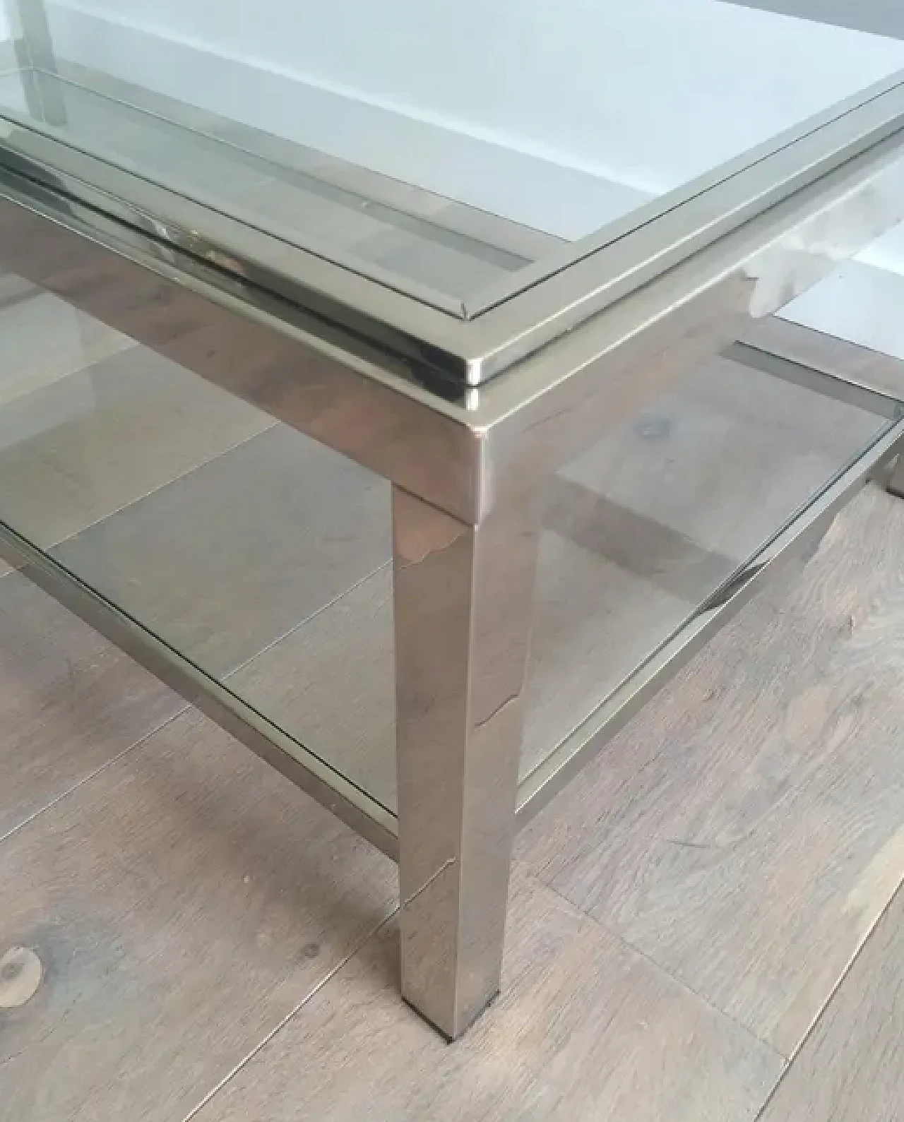 Large chrome coffee table, 1970s 5