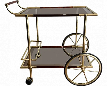 Brass and orange-red celluloid drinks trolley, 1970s