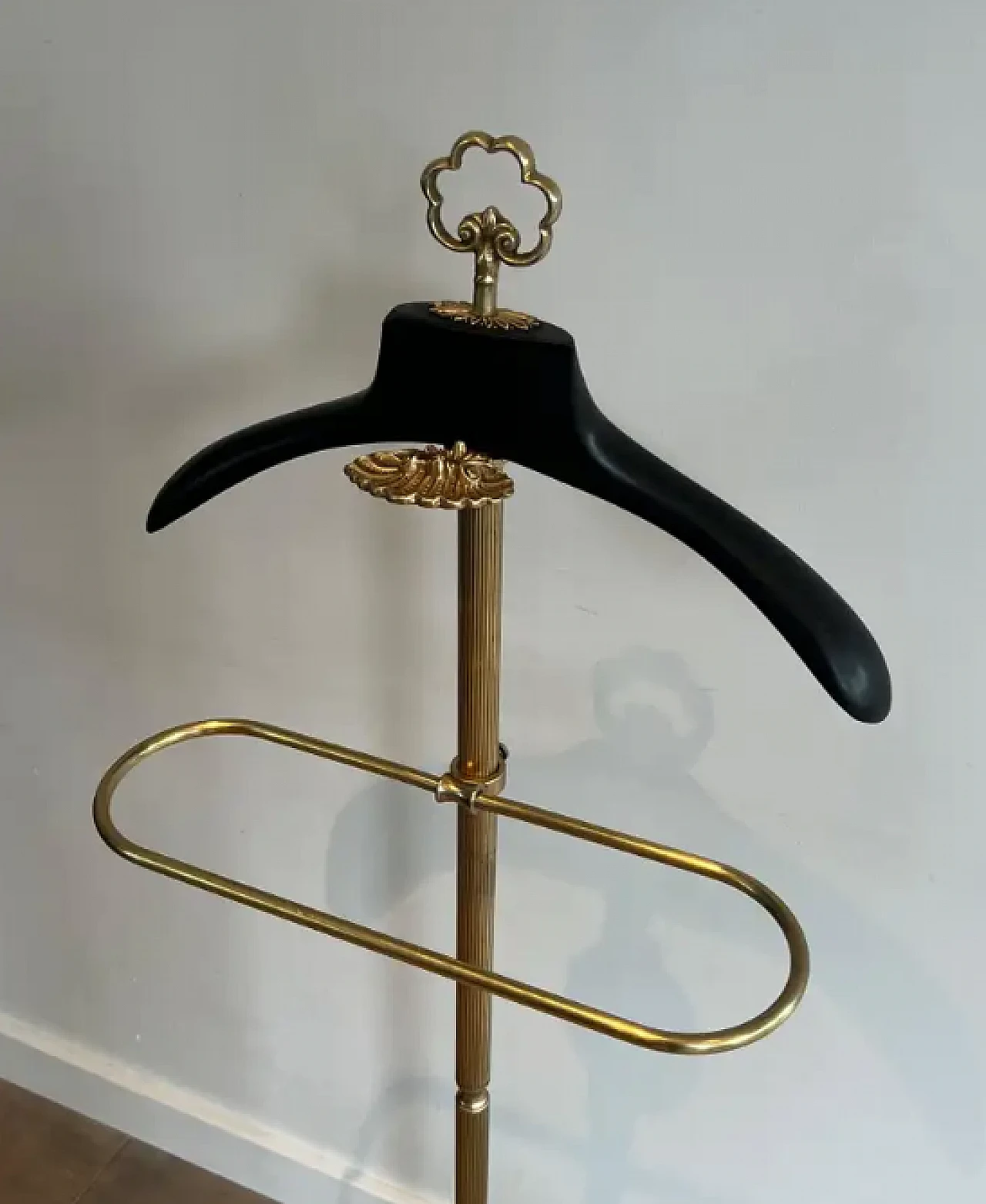 Brass and wood coat hooks in neoclassical style, 1940s 4