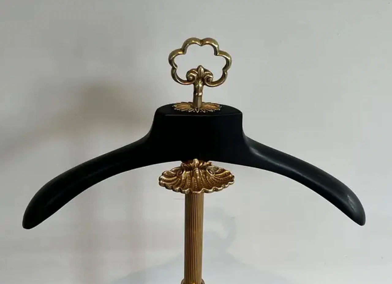 Brass and wood coat hooks in neoclassical style, 1940s 5