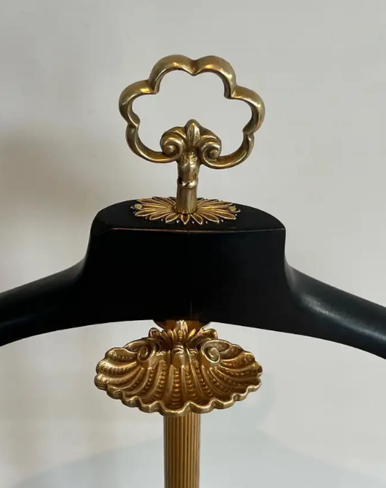 Brass and wood coat hooks in neoclassical style, 1940s 6