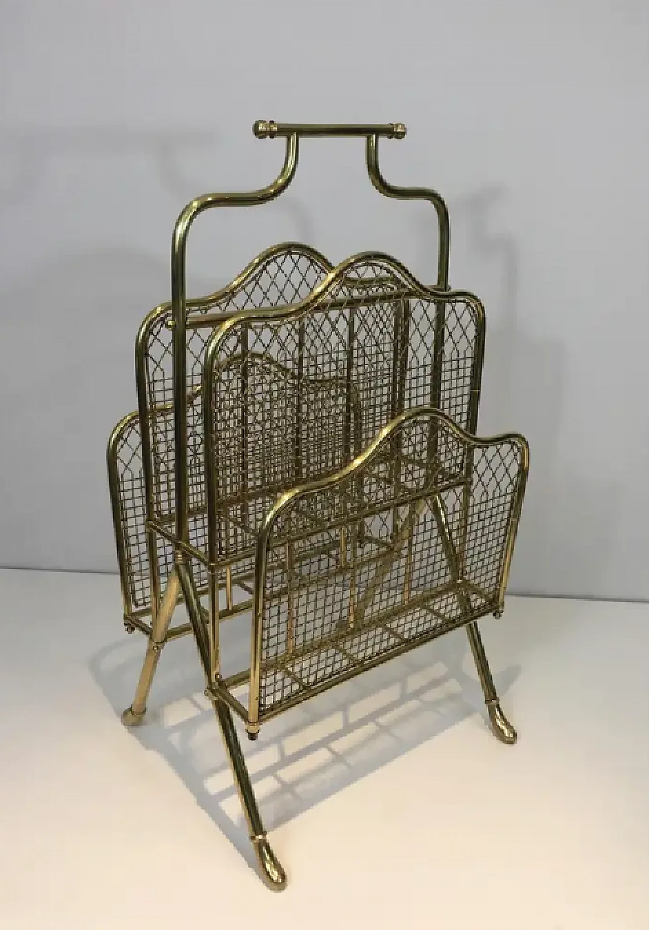 Neoclassical brass magazine rack by Maison Jansen, 1940s 2