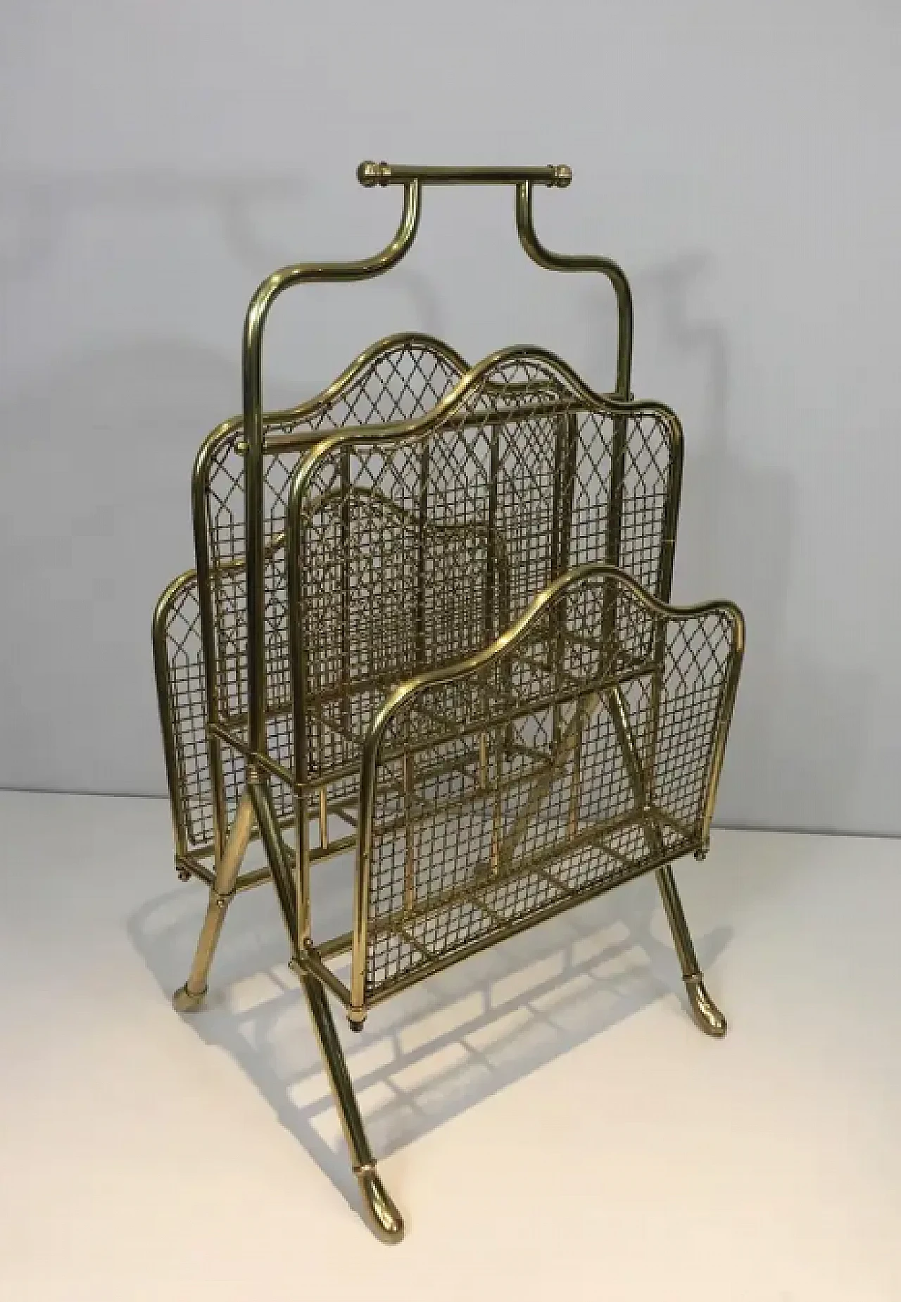 Neoclassical brass magazine rack by Maison Jansen, 1940s 3