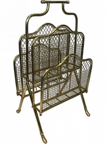 Neoclassical brass magazine rack by Maison Jansen, 1940s