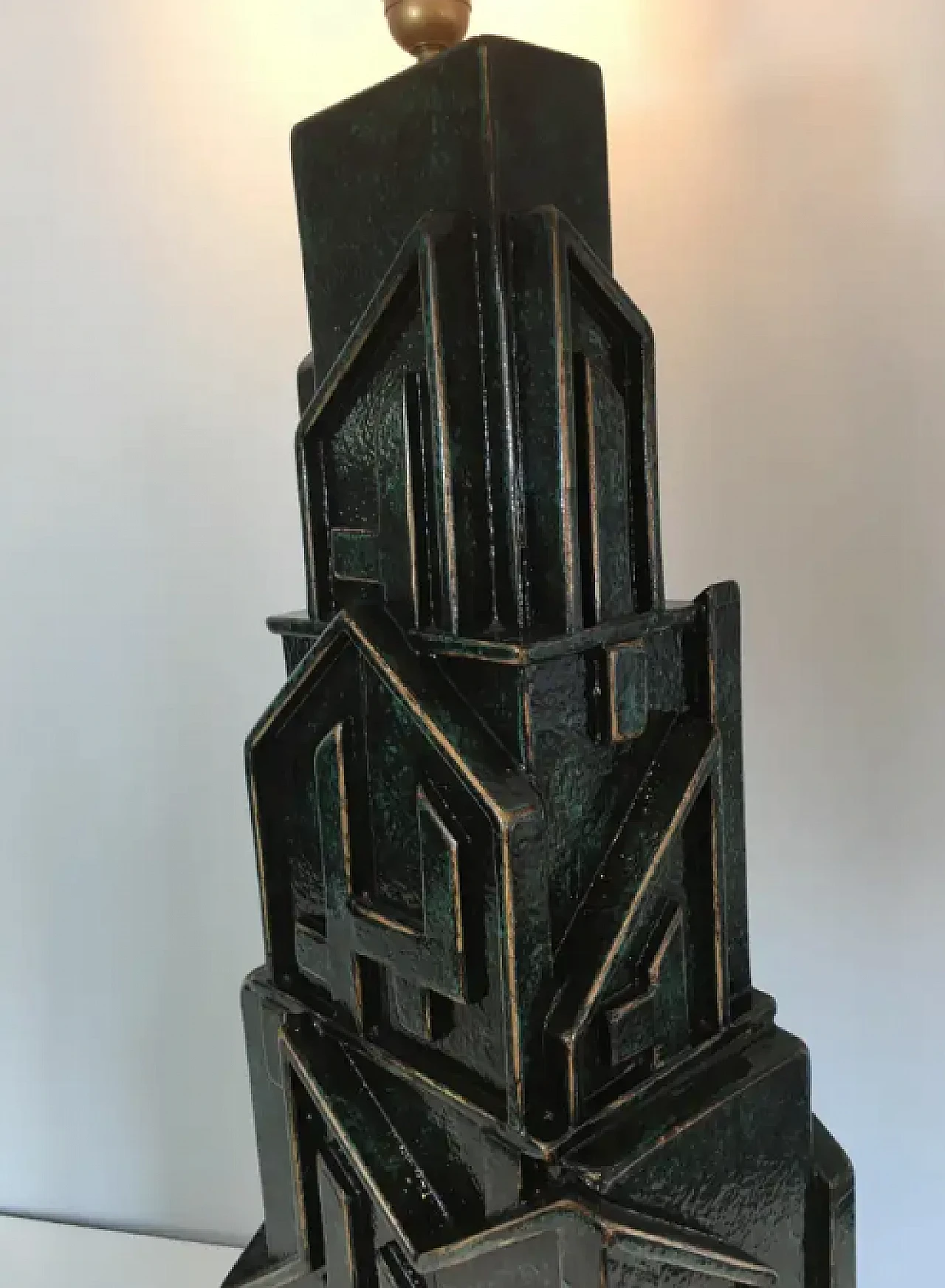 Unique and important Brutalist Patinated Lamp signed AR-BO, 1990s 4