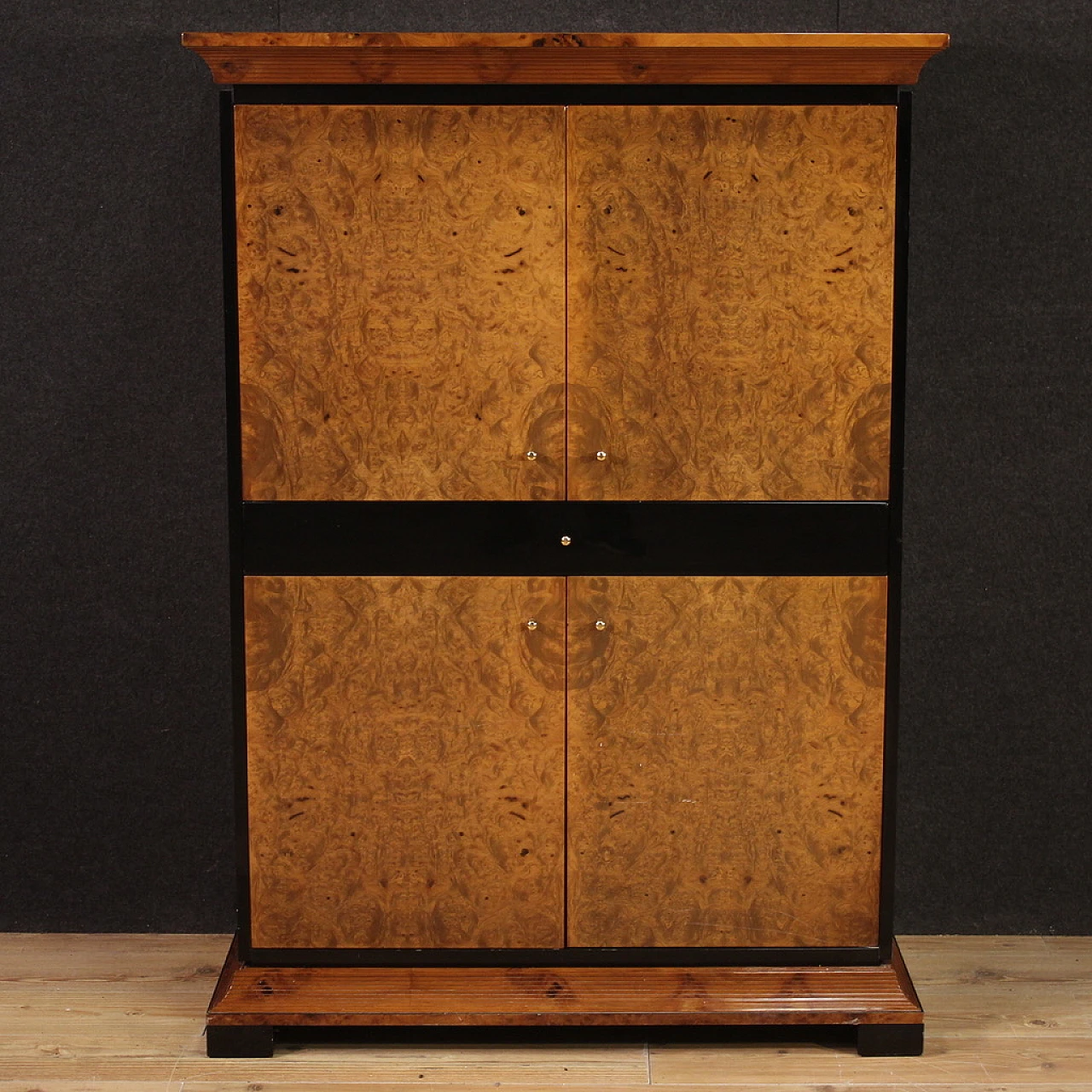 Credenza alta porta TV in stile Biedermeier in radica, '900 3