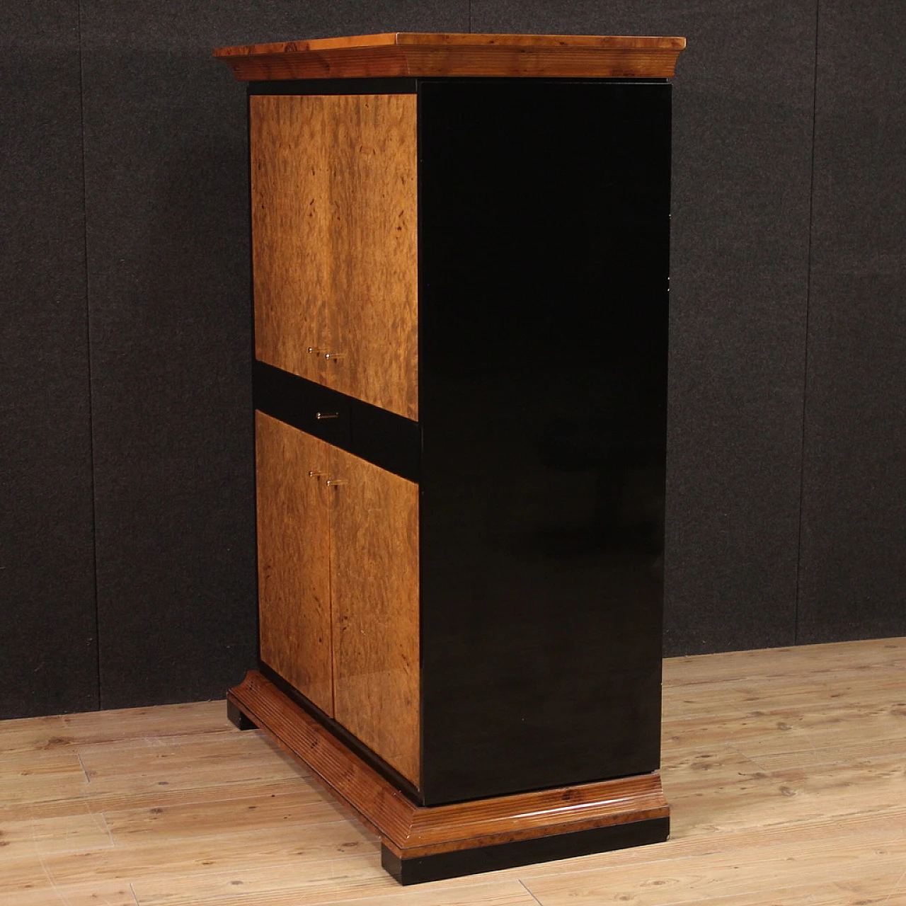 Credenza alta porta TV in stile Biedermeier in radica, '900 6