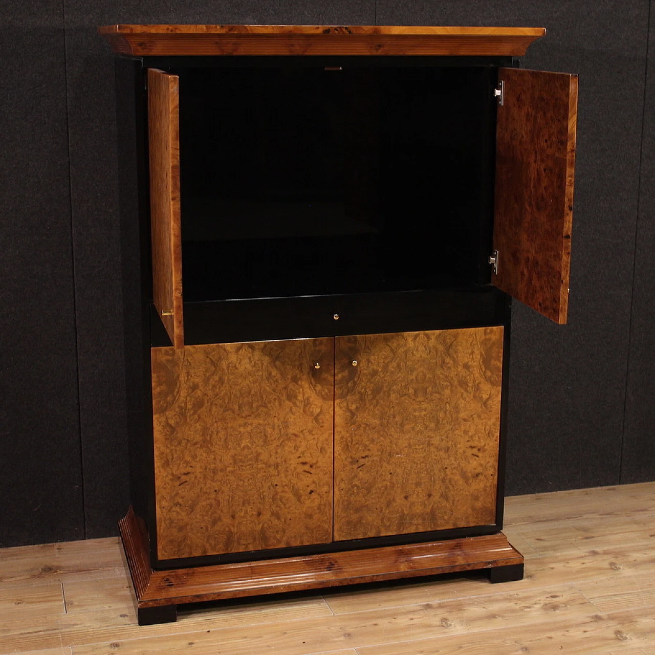 Credenza alta porta TV in stile Biedermeier in radica, '900 8