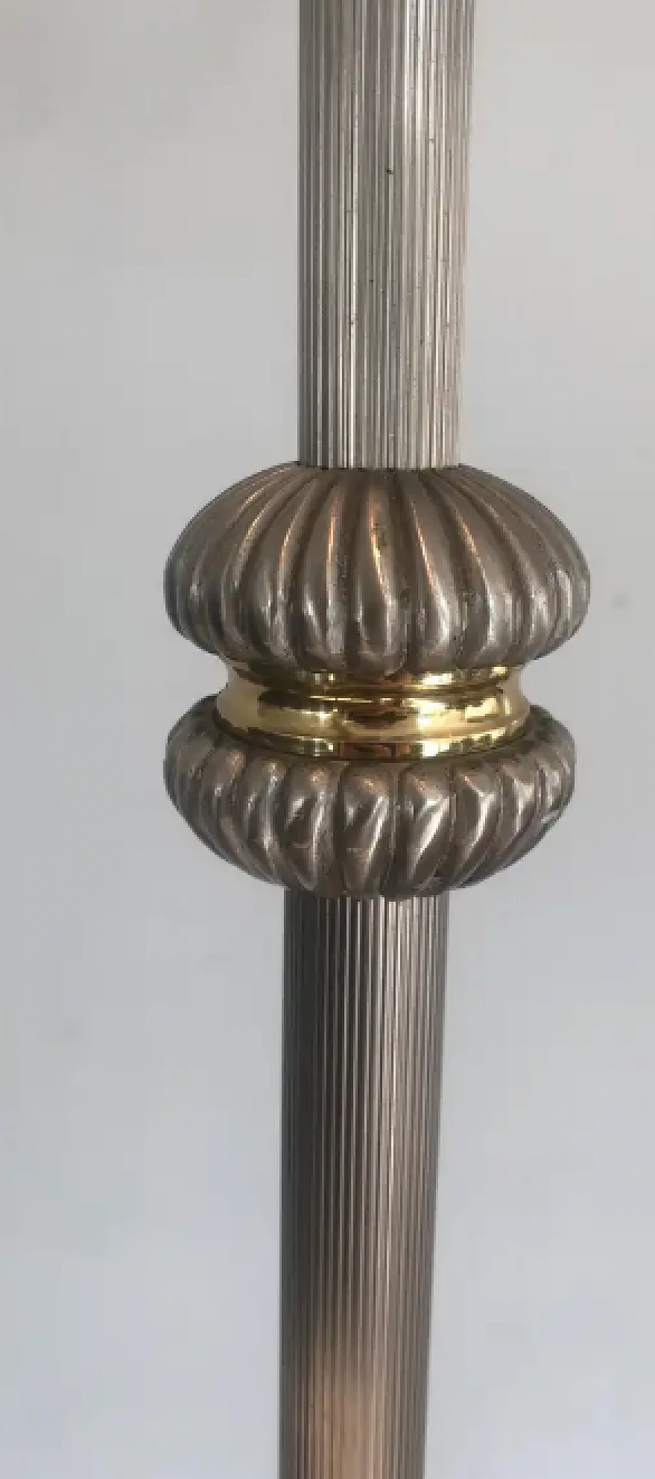 Silvered and brass 6 lights floor lamp, 1940s 8