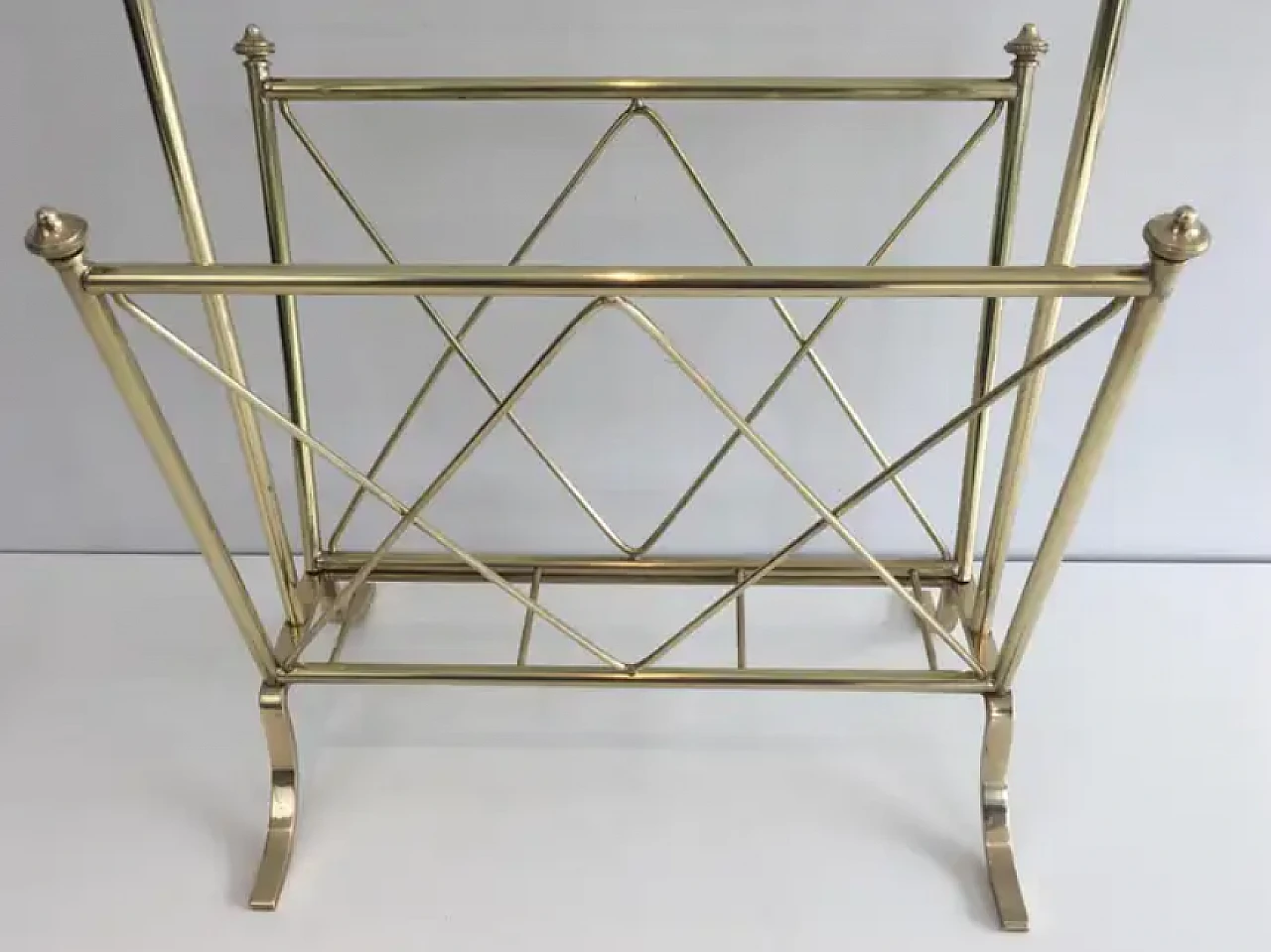 Neoclassical brass and glass magazine rack by Maison Jansen, 1940s 5