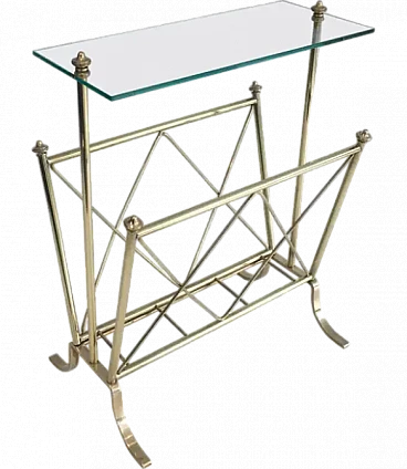 Neoclassical brass and glass magazine rack by Maison Jansen, 1940s