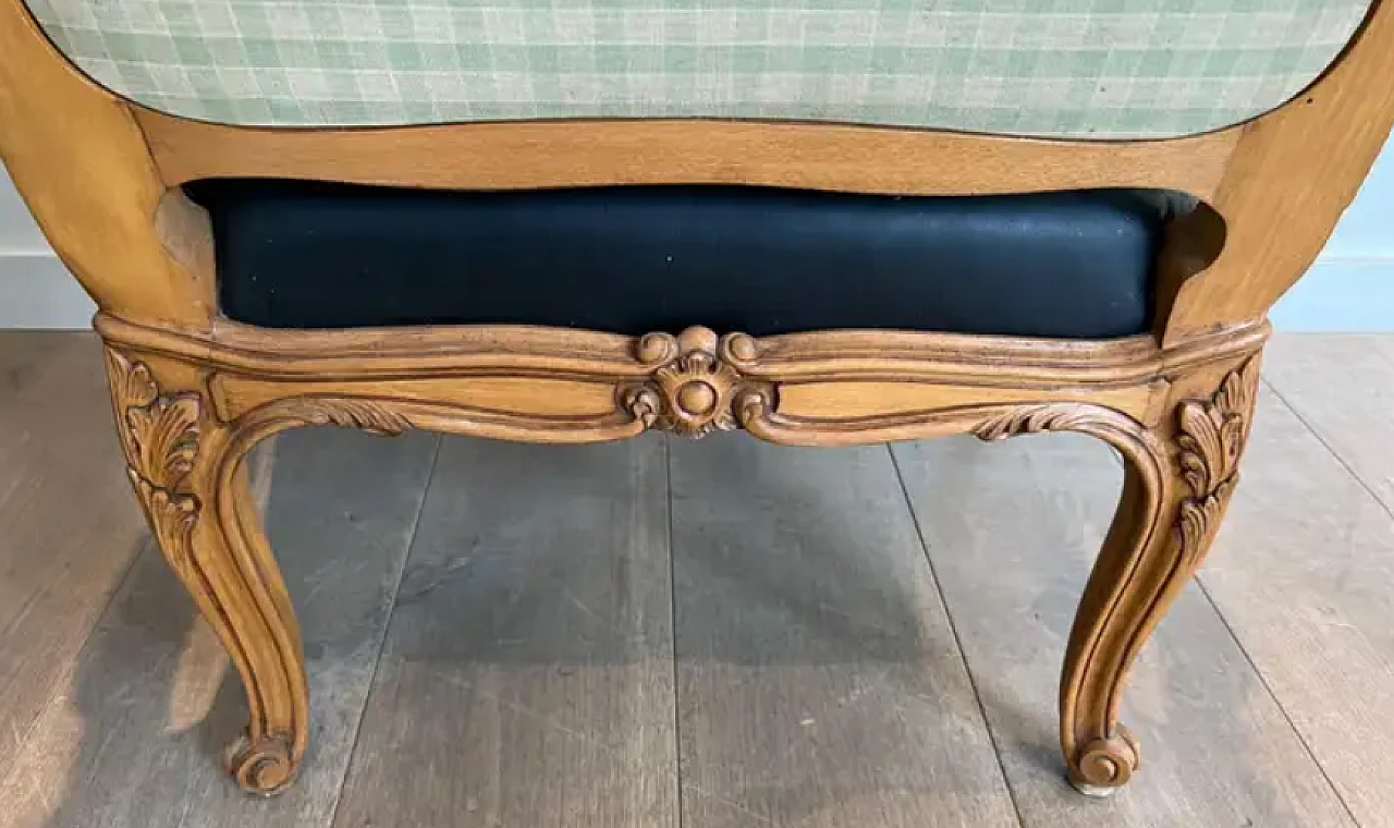 Walnut and leather queen's armchair with iron and steel, 1950s 15