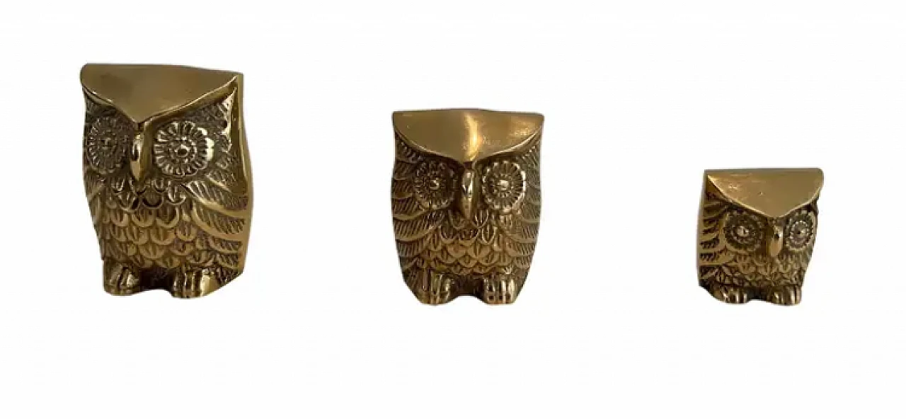 3 Small decorative brass owls, 1970s 1