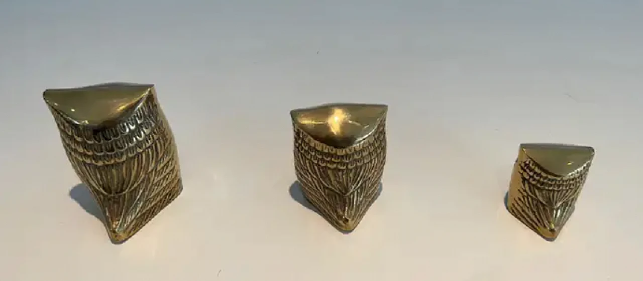 3 Small decorative brass owls, 1970s 4