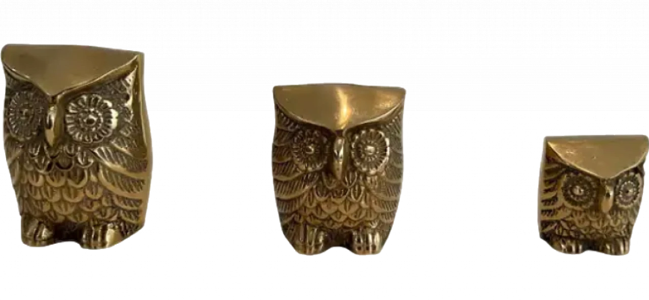 3 Small decorative brass owls, 1970s 10