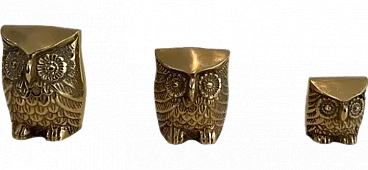 3 Small decorative brass owls, 1970s